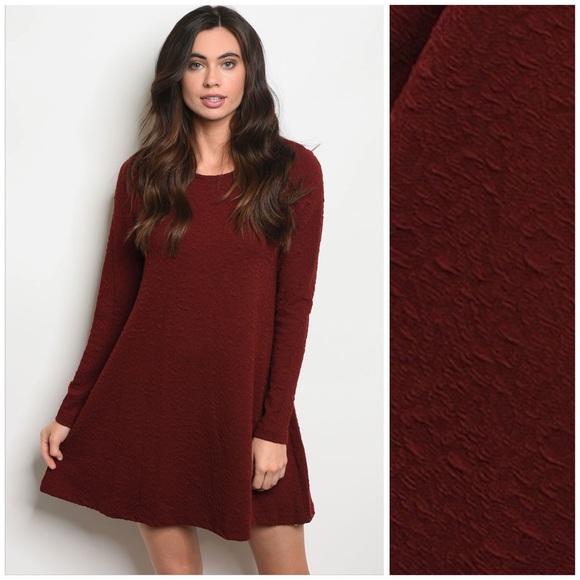 Dresses & Skirts - Textured Dress in Wine 17006